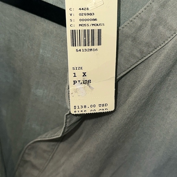 NWT-Anthropologie -Cloth and stone-Size-1X-Gray Button-Down Dress- - Picture 16 of 16